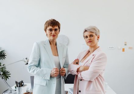 Portrait of courageous women leaders influencing corporate transformation